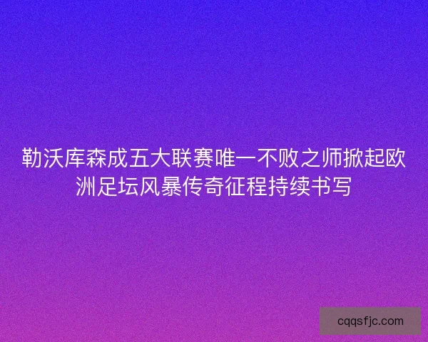 勒沃库森成五大联赛唯一不败之师掀起欧洲足坛风暴传奇征程持续书写