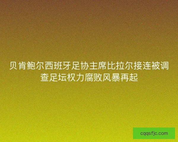 贝肯鲍尔西班牙足协主席比拉尔接连被调查足坛权力腐败风暴再起