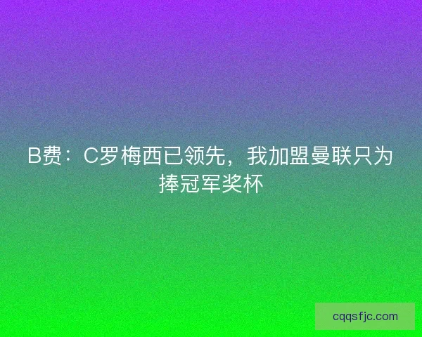 B费：C罗梅西已领先，我加盟曼联只为捧冠军奖杯